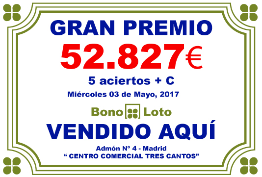 Lotería CCTresCantos - GRAN PREMIO 1